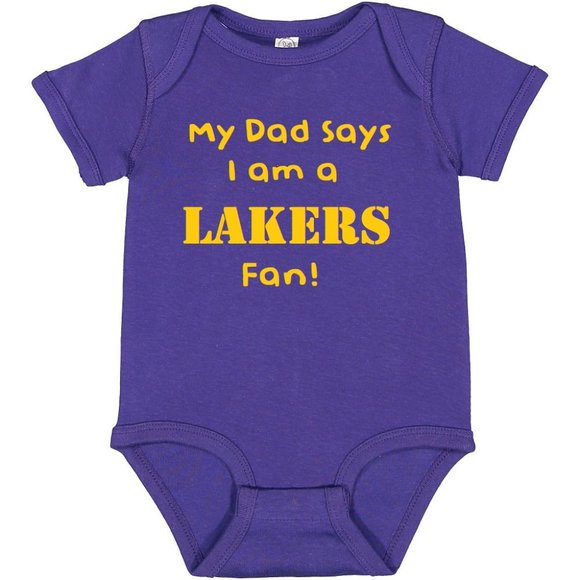 Los Angeles Lakers Baby Onesie My Dad Says I am a Fan - Picture 1 of 1